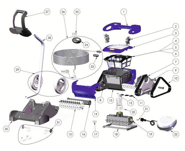 CyclonX PRO RC 4400 Explosionszeichnung Ersatzteilfoto Zodiac