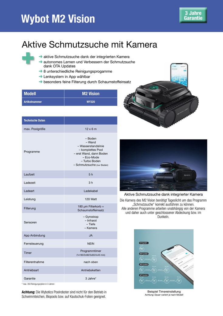 Wybot M2 Vision Akku-Poolroboter Produktinfos