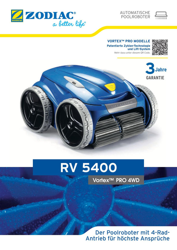 TwoHands Dienstleistung Poolroboter Zodiac mieten RV 5400 Roboterdetails Seite 1