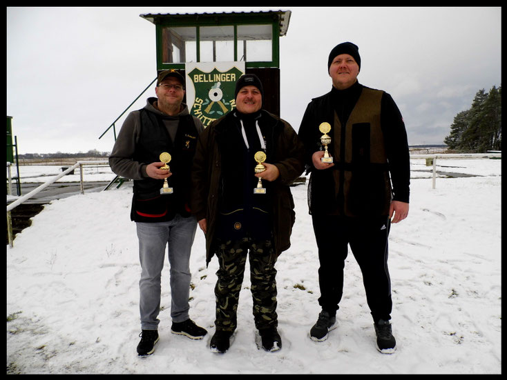 Gewinner des Neujahrsschießen 2024 Tino Fröhlich, Andreas Pietz und Steffen Fröhlich.