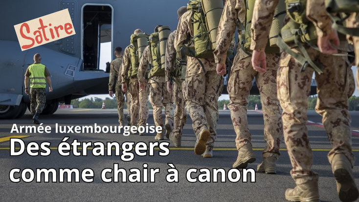 Une scène digne du film «Hair» de 1979. Des soldats montent au pas dans un avion de transport. Le Luxembourg mise sur des citoyens européens de la Grande Région, car la motivation au sein du pays reste en‑deçà des attentes.