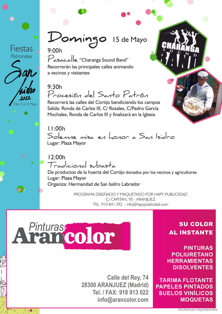 Fiestas de San Isidro en el Real Cortejo Aranjuez Programa