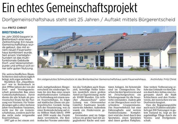 DGH Breitenbach - Kinzigtal-Nachrichten vom 6.5.2025