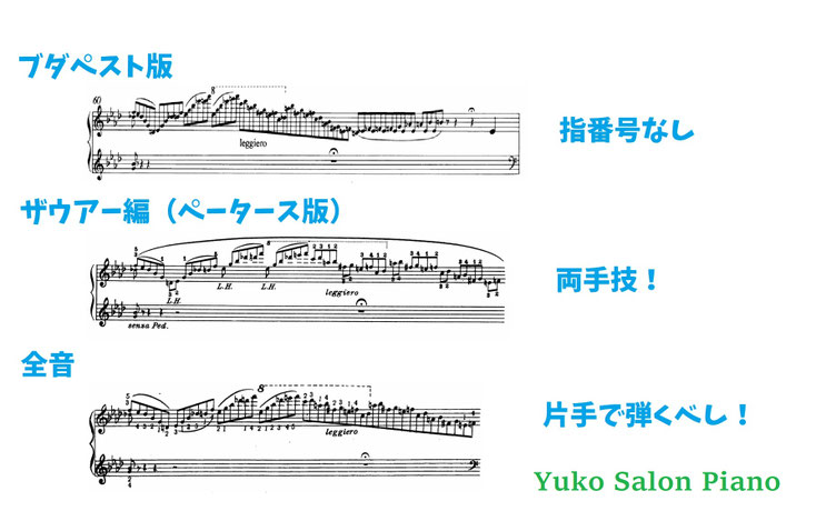ブダペスト版、ペータース版、全音の指使い～リスト「愛の夢」