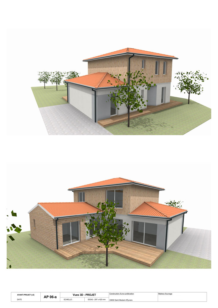 permis de construire déclaration préalable surélévation extension agrandissement Saint Médard d'eyrans 33650