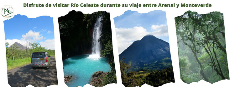 Tour a la Catarata de Río Celeste viajando entre La Fortuna Volcán Arenal  y Santa Elena Monteverde