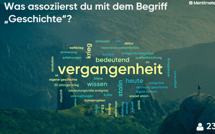 word cloud: Assoziationen zum Begriff Geschichte- 02.09. (LK)