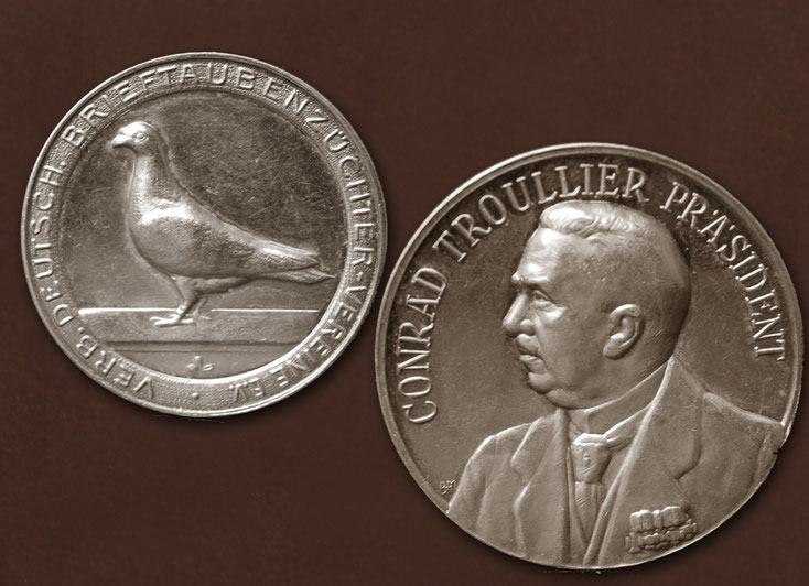 Verband Deutscher Brieftaubenzüchter, Conrad Troullier Medaille, Brieftaubenwesen, 1934, Brieftauben Historie