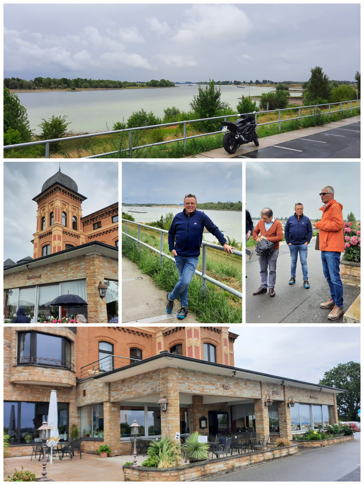 Hotel Wacht am Rhein, Wesel-Büderich am 16. Juli 2025 - 80 Jahre später, der Autor an jener Stelle an der Churchill den Rhein überquerte