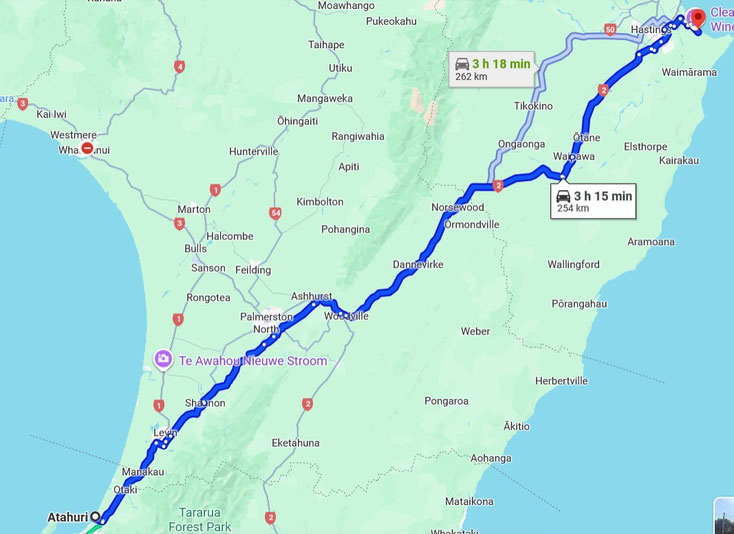 Unsere Strecke für heute Quelle: Google Maps Kartendaten @ 2025 Neuseeland