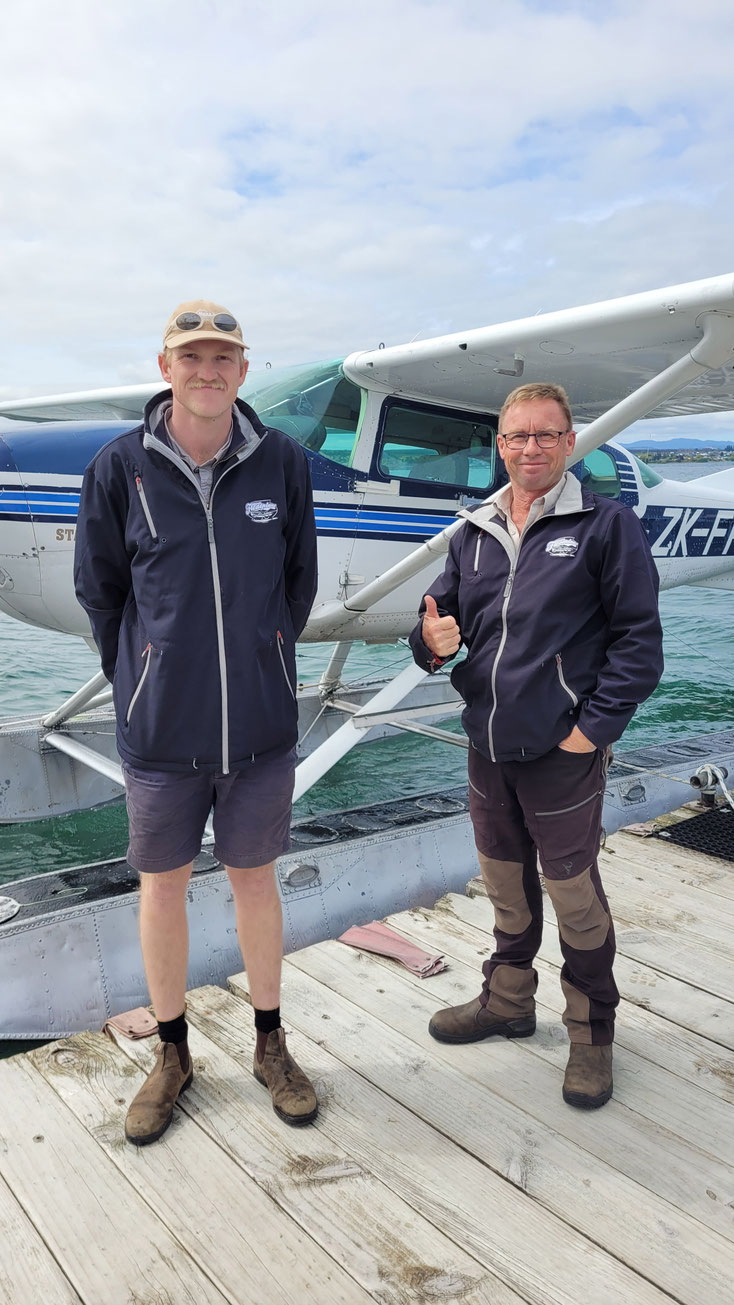 Neil, der Besitzer und der Pilot bei Taupo scenic flights