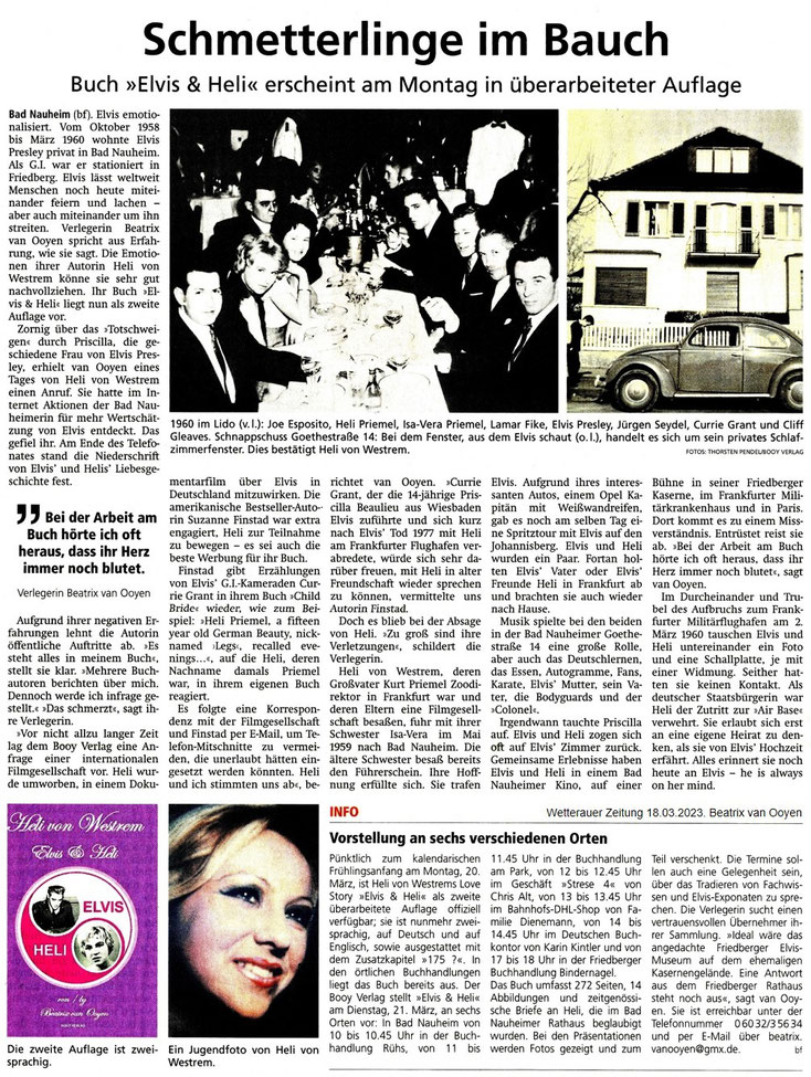 SCHMETTERLINGE IM BAUCH, Wetterauer Zeitung 18.03.2023, Beatrix van Ooyen