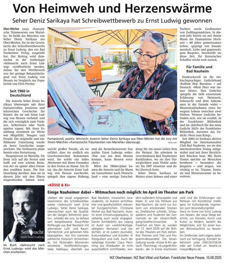 Wetterauer Zeitung und Frankfurter Neue Presse, 15.08.2025, Text und Fotos: Beatrix van Ooyen