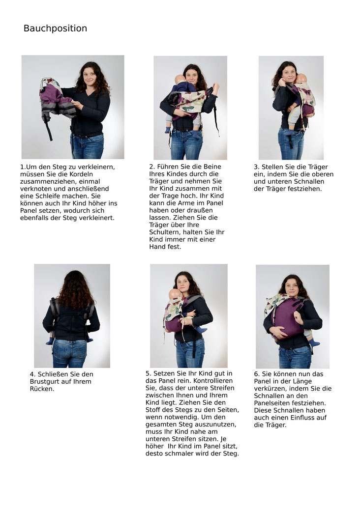 Anleitung Onbuhimo Babytrage, vor dem Bauch tragen