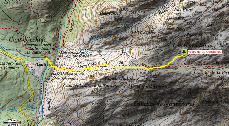 Mapa acceso Acebo de Las Cerradillas