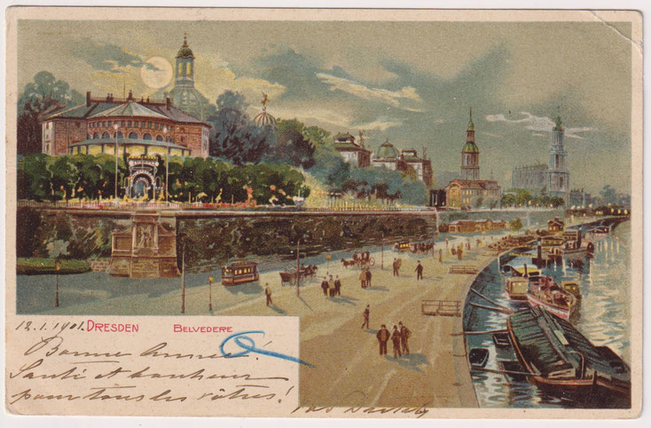Dresden-Belvedere, Künstlerkarte, gelaufen 1901, Archiv W. Thiele