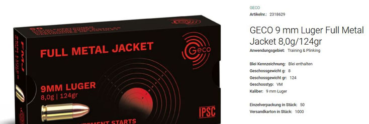 Geco 9x19 mm para Angebot