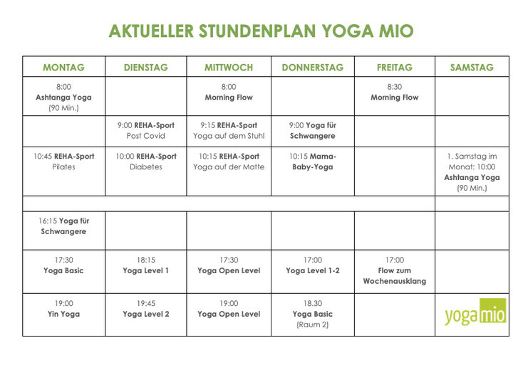 Yoga Mio Halle, Stundenplan, akt. 18.09.23