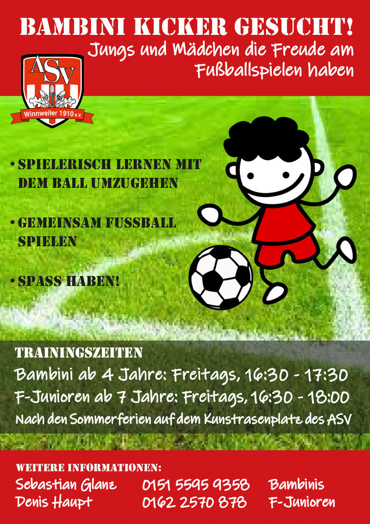 ASV-Winnweiler sucht Bambini-Kicker ab 4 Jahre