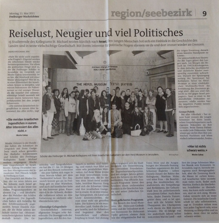 Reiselust, Neugier und viel Politisches - Freiburger Nachrichten vom 11.05.2011