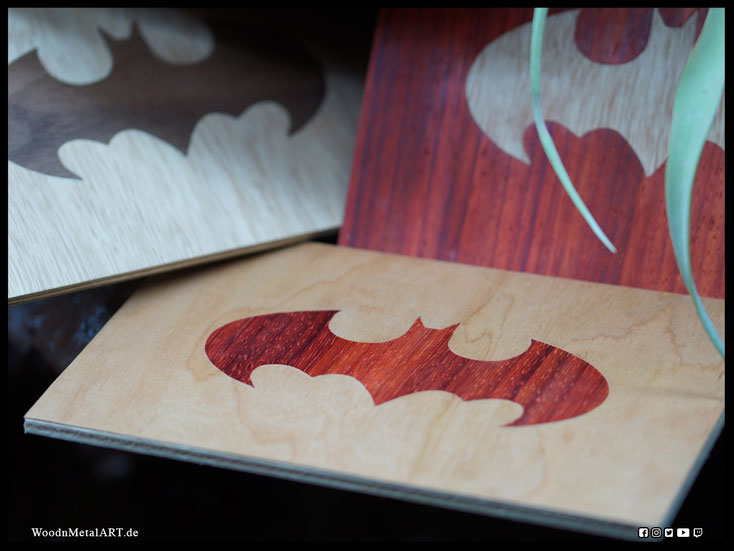 WoodnMetalART Scrollsaw Holzbild Batman Furnier