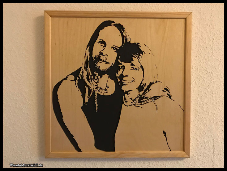 WoodnMetalART Scrollsaw Dekupiersäge Holzportrait Pärchen