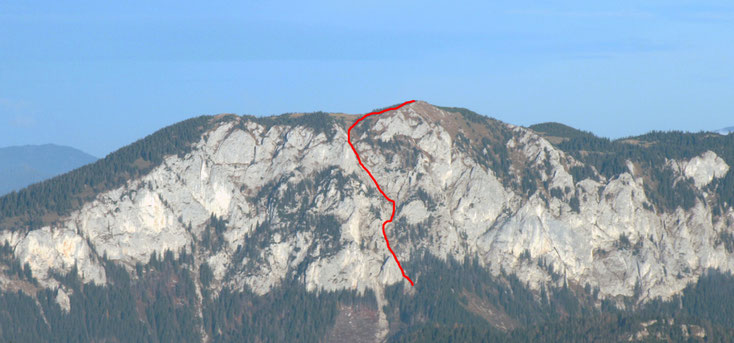 die SW-Abstürze der Tonion mit dem Anstieg durch die Westrinne (Foto: Wikipedia)