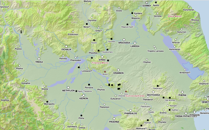 Localisation d'Atrax selon le Digital Atlas of Roman Empire