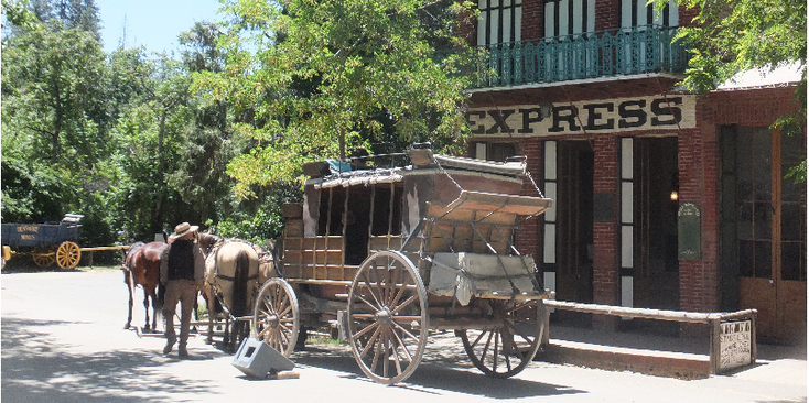 colombia-state-historic-park-postkoets-paarden-Californië-Verenigde-Staten