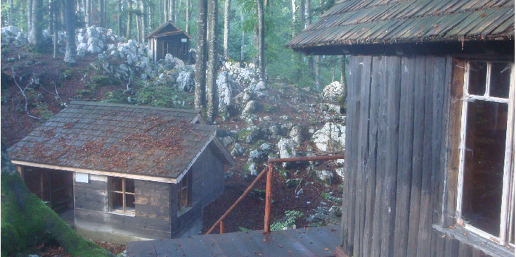 Base-20-partizanen-Tito-barakken-bos-Slovenië-Kocevski-Rog-Nationaal-Park