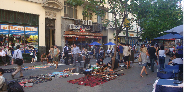 Buenos-Aires-winkelstraat-kleedjes-shopping-Argentinië