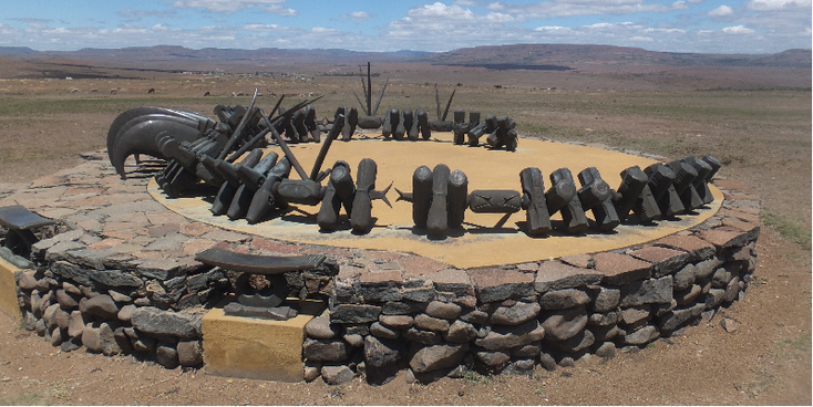 Bloed-rivier-koetsen-kraal-rijtje-kanon-Zoeloe-Boeren-Zuid-Afrika-monument