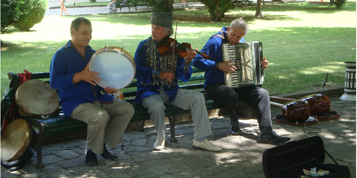 Bakchysaray-Krim-Tartaren-Khan-paleis-Oekraïne-muzikanten
