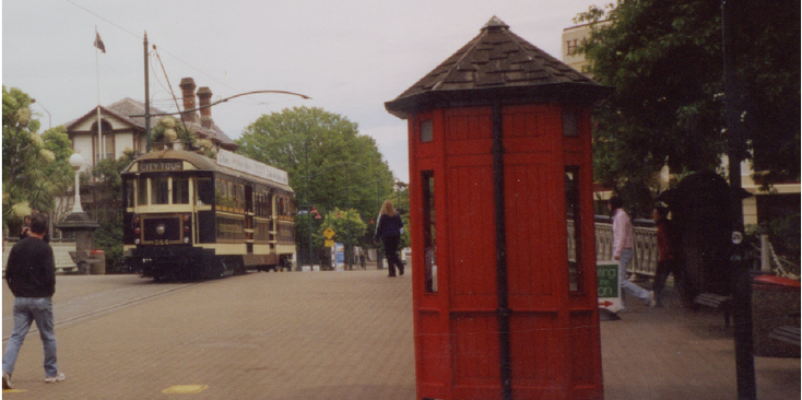Christchurch-tram-wagon-kiosk-Nieuw-Zeeland