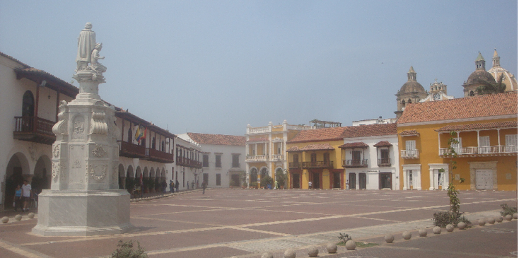 Cartagena-Plaza-de-la-Aduana-plein-standbeeld-Colombia