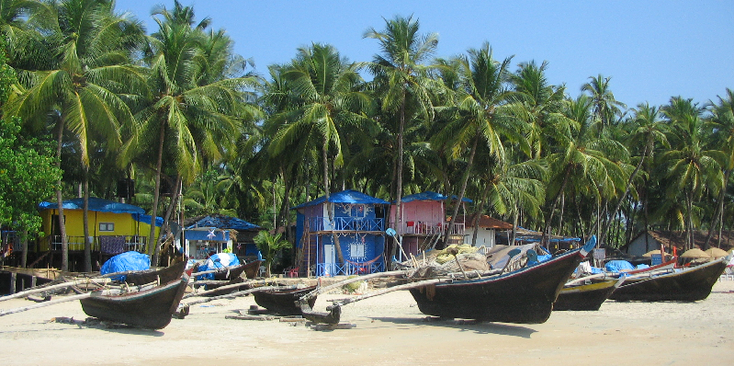 Palolem-Goa-India-palmbomen-zon-strand-Portugees-boten