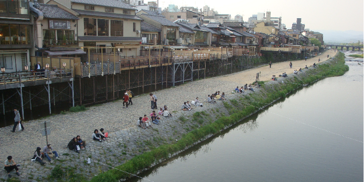 Kyoto-boulevard-restaurants-rivier-Japan