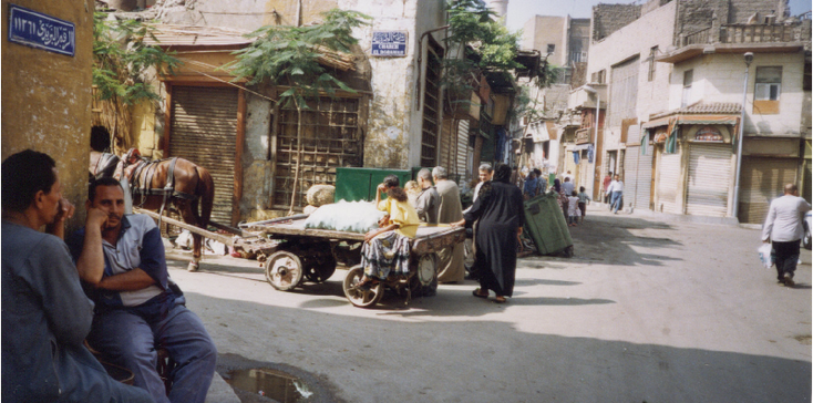 Cairo-straatleven-paard-wagen-Egypte