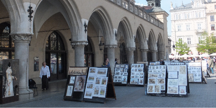Schilderijen-portretten-bogen-Krakow-Polen