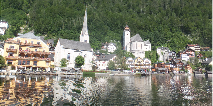 Hallstatt-meer-kerk-Oostenrijk