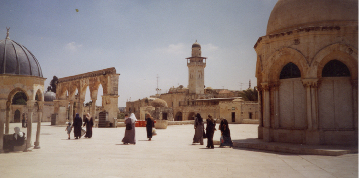 Al-Aqsa-moskee-plateau-rotsberg-heilig-Islam-moslim-minaret-Jeruzalem-Israël