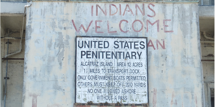 Alcatraz-Indians-Welcome-graffiti-eiland-gevangenis-protest-San-Francisco-Verenigde-Staten