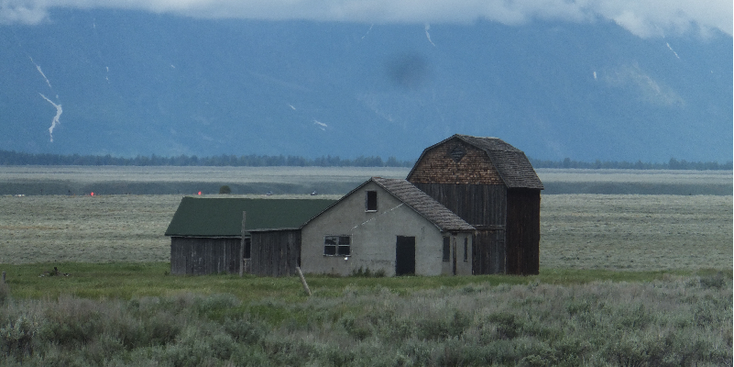 Grand-Teton-National-park-houten-Mormoon-huisjes-Antelope-Flats-Road-Verenigde-Staten