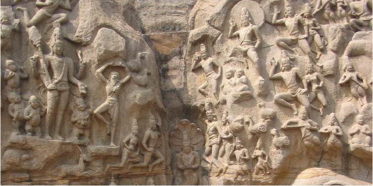 Rathas-Five-Mamallapuram-steenbewerking-reliëf-India