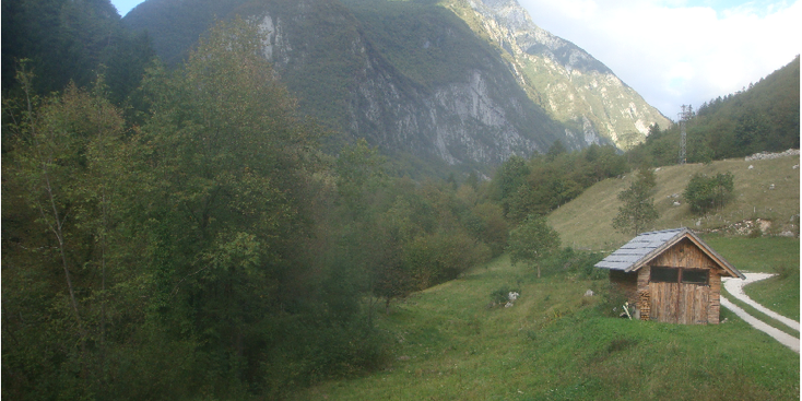 Bovec-Soca-vallei-houten-huis-Slovenië-Alpen