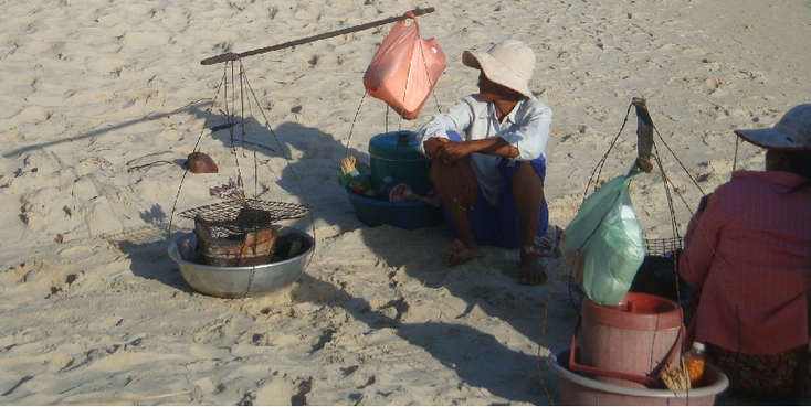 Sihanoukville-Cambodja-strand-zon-zand-zee