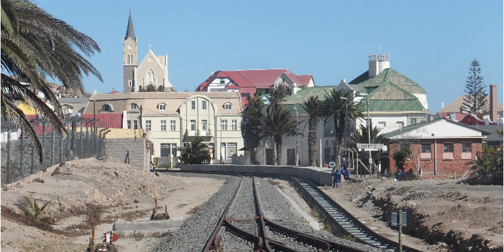 Luderitz-trein-rails-kerk-Namibië
