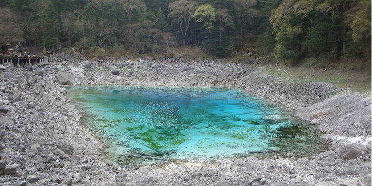 Jiuzhaigou-nationaal-park-vijf-kleuren-vijver-water-bomen-mineralen-helder-groeien-China