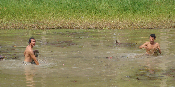 Sukotahi-vissers-net-rivier-Thailand