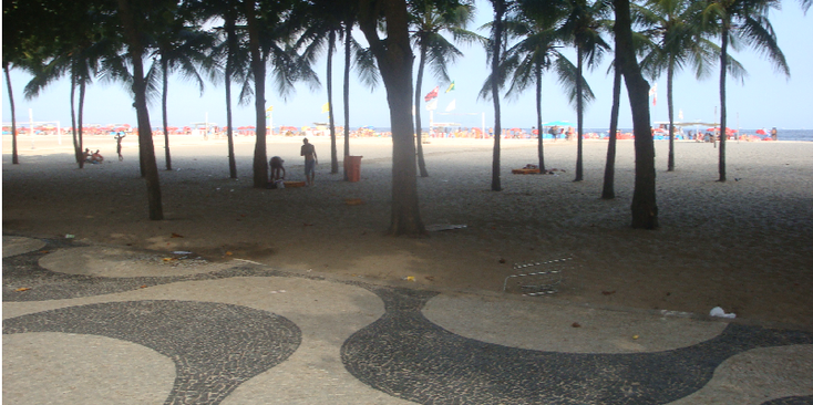 Rio-de-Janeiro-Brazilië-Copacobana-strand-palmbomen